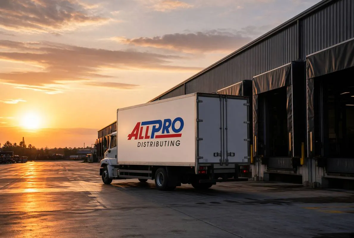 AllPro branded delivery truck at the dock