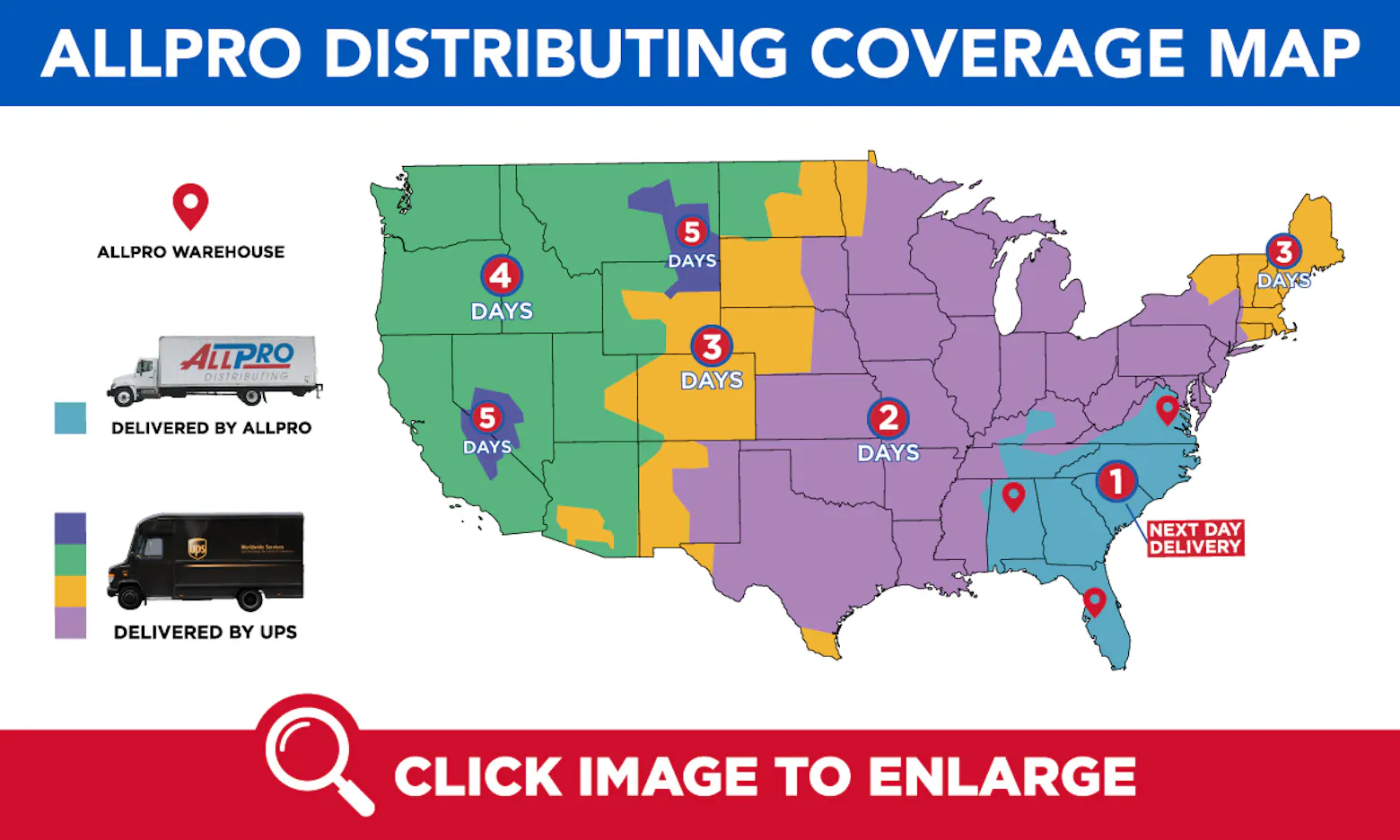 AllPro Distributing coverage map