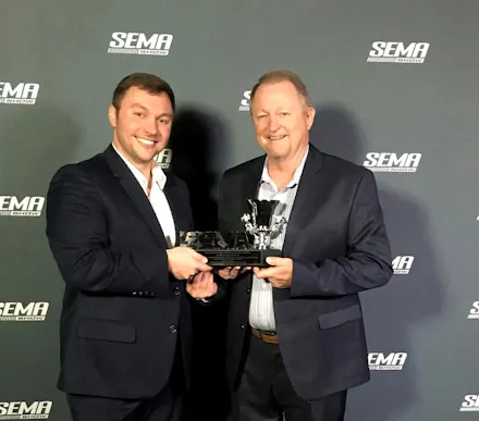 Thomas and Danny Harrell accepting SEMA Warehouse Distributor of the Year, 2019